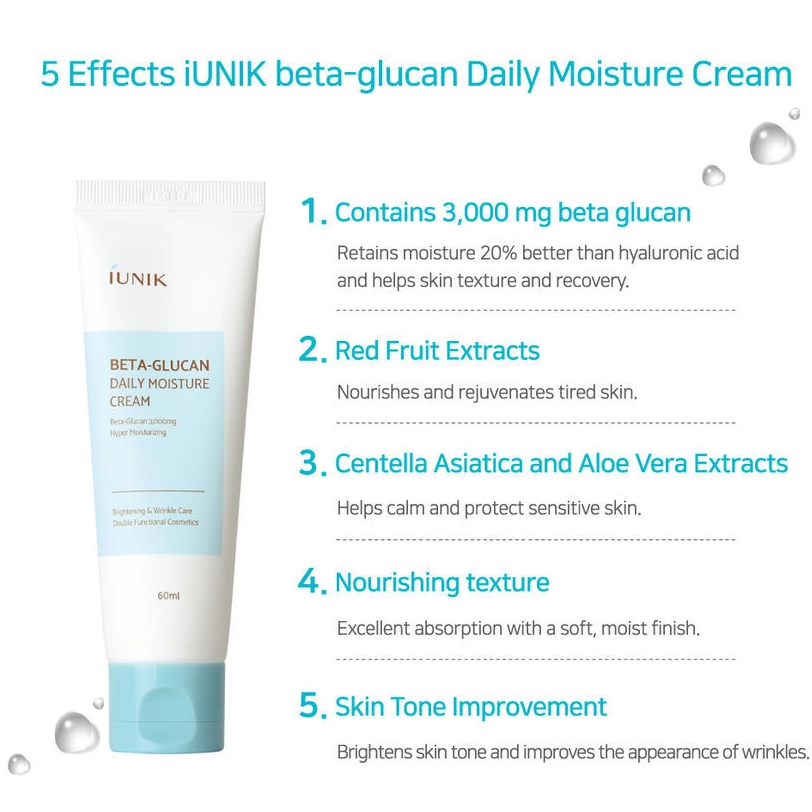 IUNIK - Beta Glucan Daily Moisture Cream 60 ml beta glucan daily moisture cream