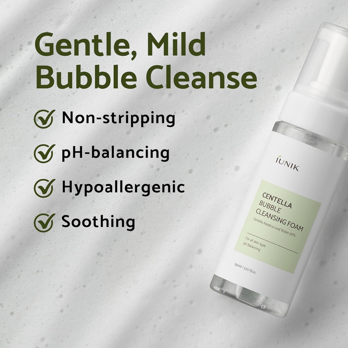 IUNIK - Centella Bubble Cleansing Foam 150 ml - Image 3