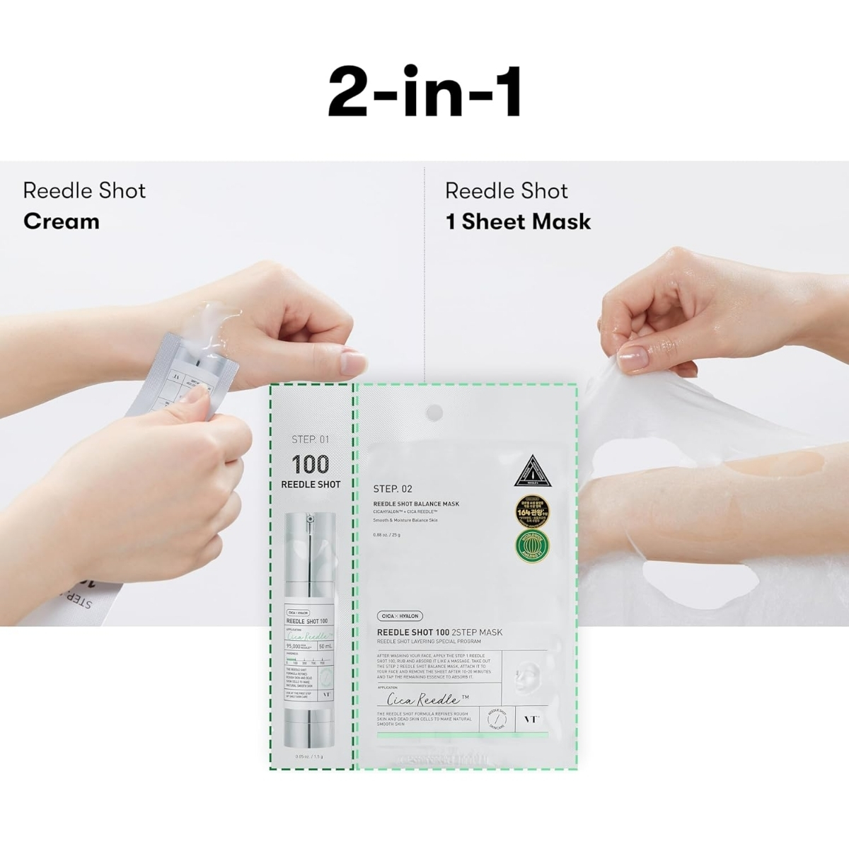 Rejse Shot Skin Treatment, ansigtspleje, masker og cremer til hudforbedring, 2-i-1 ansigtsforfriskning med serum, maske og creme, skræddersyet til hudpleje, anti-aging, hydrerende, og for klarere hud.