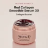 Red collagen smoothie serum 30 i en lyserød ansigtscreme-beholder, fremhæver kollagen-booster til hudforyngelse og hydrering, med en rig, glansfuld tekstur.