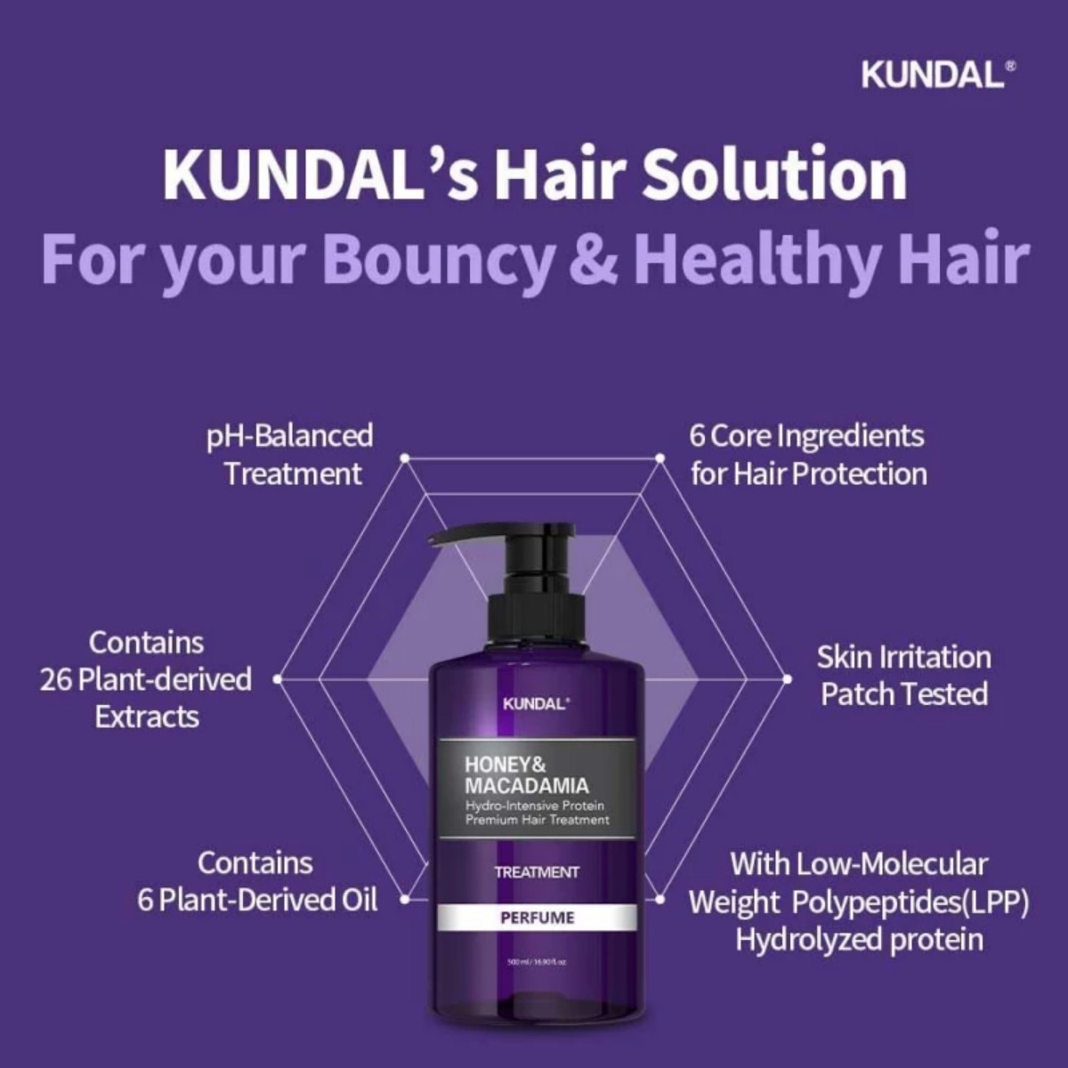 Kundal - Honey & Macadamia Protein Hair Treatment Amber Vanilla 500 ml Kundal - Honey & Macadamia Protein Hair Treatment Amber Vanilla 500 ml - Image 3