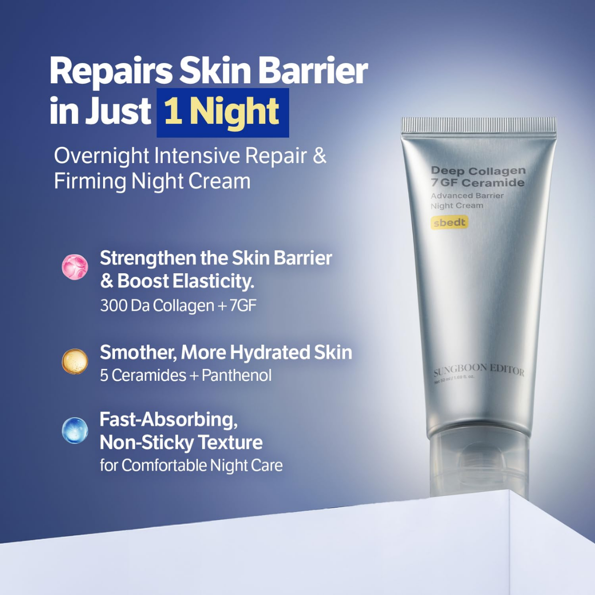 Sungboon Editor - 7GF Ceramide Advanced Barrier Night Cream 50 ml Sungboon Editor - 7GF Ceramide Advanced Barrier Night Cream 50 ml - Image 2