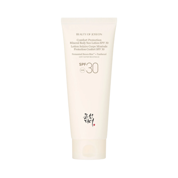 Solcreme med SPF 30 fra MySkin, beskytter huden mod solens skadelige UV-stråler og indeholder Panthenol og brune ris for fugt og beskyttelse.