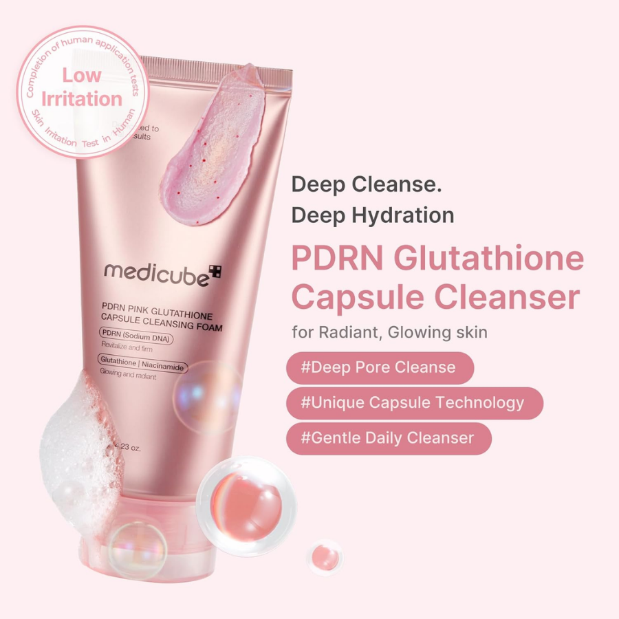 Medicube - PDRN Pink Glutathione Capsule Cleansing Foam 120 g Medicube - PDRN Pink Glutathione Capsule Cleansing Foam 120 g - Image 3