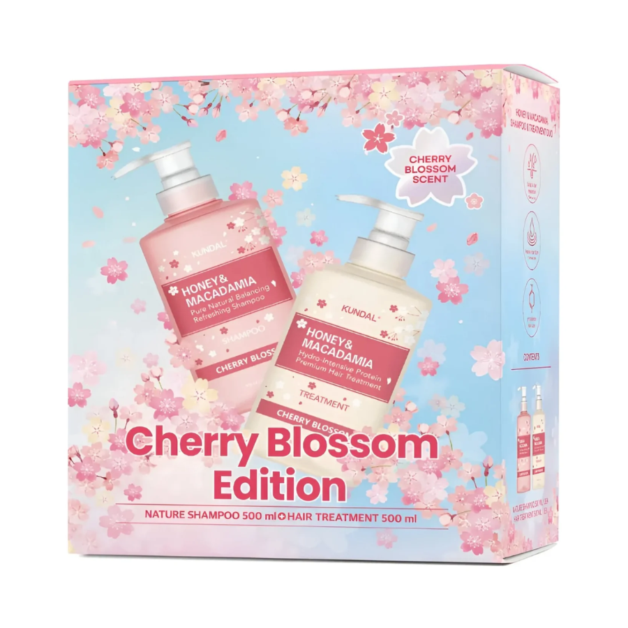 Kundal - Honey & Macadamia Cherry Blossom Edition Shampoo 500 ml & Treatment 500 ml – product image 1